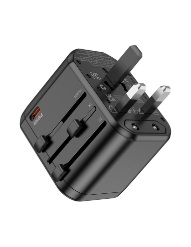 Adaptador Viajero Universal Hoco AC15 Walker Pd20w Negro