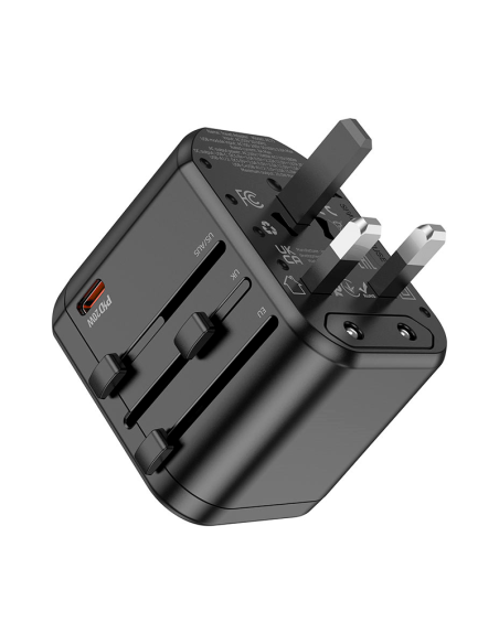 Adaptador Viajero Universal Hoco AC15 Walker Pd20w Negro