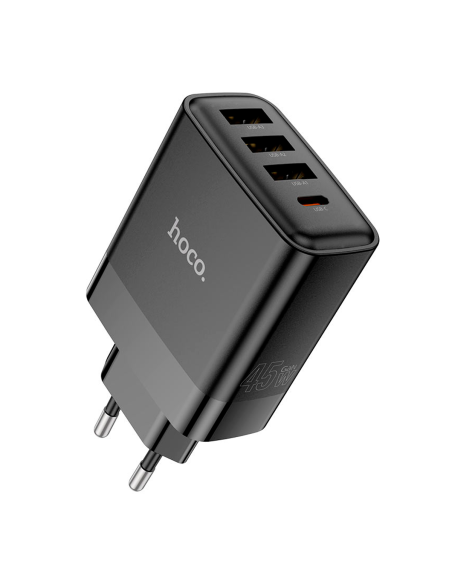 Cargador Hoco C127A 45W Carga Rápida USB – Negro | Sin Cable
