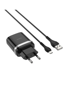 Cargador Hoco C12Q 18w Carga Rapida QC3.0 + Cable Usb Tipo C Negro