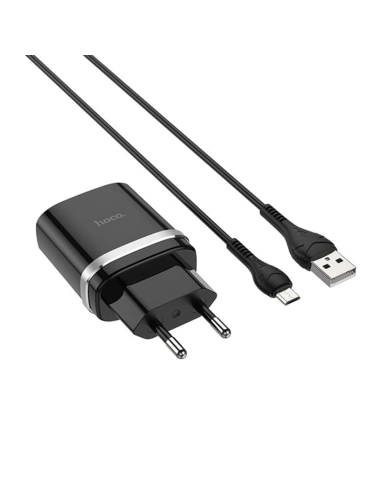 Cargador Hoco C12Q 18w Carga Rapida QC3.0 + Cable Usb Tipo C Negro