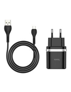 Cargador Hoco C12Q 18w Carga Rapida QC3.0 + Cable Usb Tipo C Negro 2