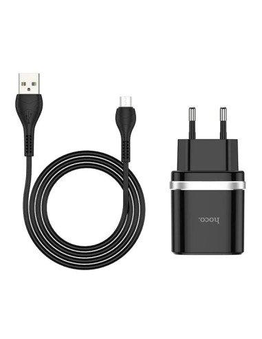 Cargador Hoco C12Q 18w Carga Rapida QC3.0 + Cable Usb Tipo C Negro
