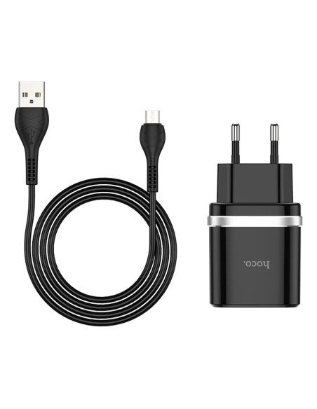 Cargador Hoco C12q Micro USB Qc3.0 Carga Rápida Negro
