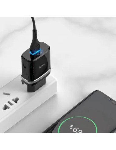 Adaptador Cargador Hoco C12q Usb 3.0 Certificado Negro