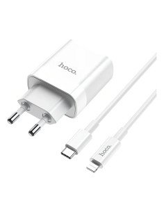 Cargador Carga Rápida Dual PD 20W Cable Lightning Hoco C80A 2