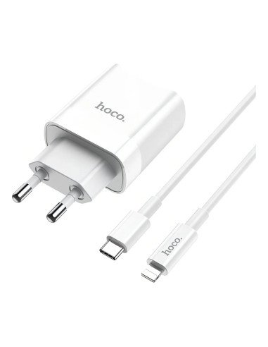 Cargador Carga Rápida Dual PD 20W Cable Lightning Hoco C80A