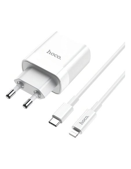 Cargador Carga Rápida Dual PD 20W Cable Lightning Hoco C80A