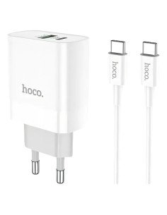 Cargador Carga Rapida 20w Cable C To C Hoco C80a Color Blanco 2