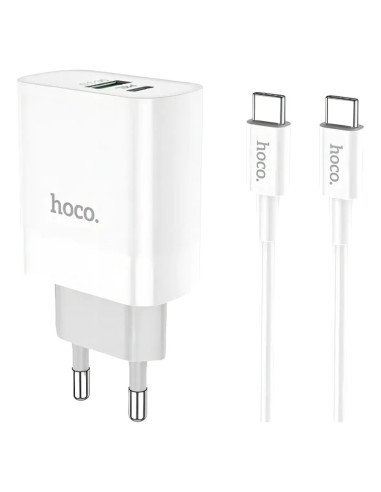 Cargador Carga Rapida 20w Cable C To C Hoco C80a Color Blanco
