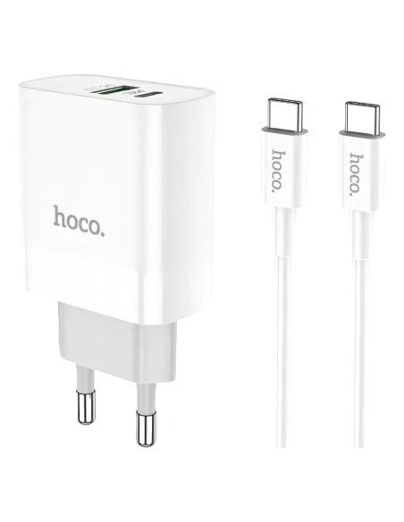 Cargador Carga Rapida 20w Cable C To C Hoco C80a Color Blanco