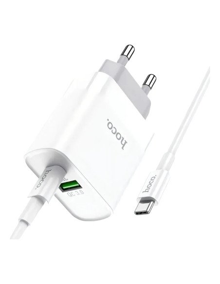 Cargador Carga Rapida 20w Cable C To C Hoco C80a Color Blanco