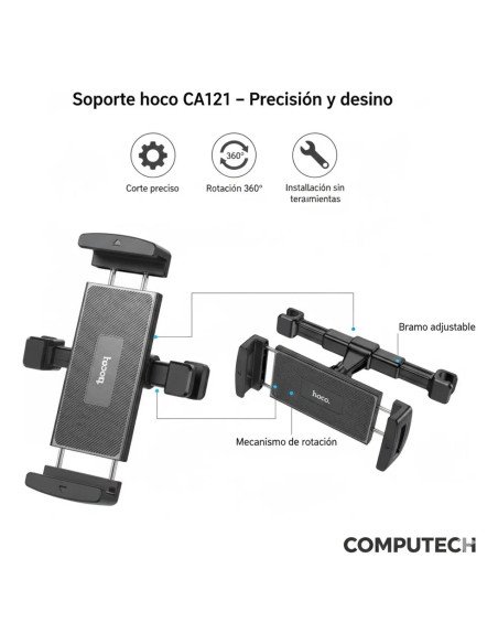 Soporte Respaldo Asiento Para Tablet Hoco Ca121 Negro