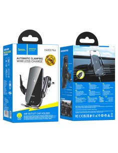 Soporte De Auto Con Carga Inalambrica 15w Hoco Ca202 Plus Gris Oscuro