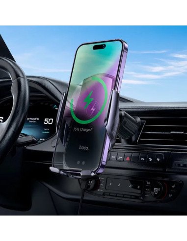 Soporte De Auto Con Carga Inalambrica 15w Hoco Ca202 Plus Gris Oscuro