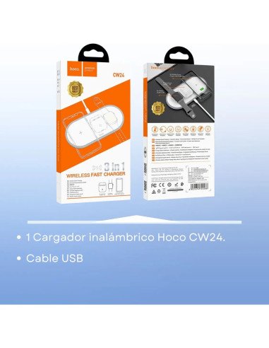 Cargador Inalámbrico Hoco Cw24 3 En 1 Carga Rápida