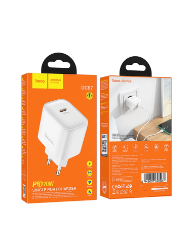 Cargador Carga Rapida Hoco Dc67 20w Tipo C Blanco