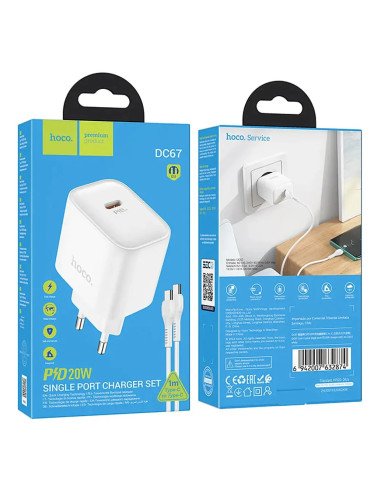 Cargador Carga Rapida Hoco Dc67 20w Tipo C A Tipo C