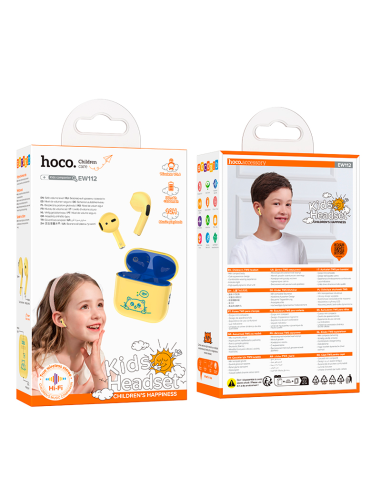 Audífonos Bluetooth Hoco Ew112 Friendly Para Niños Amarillo