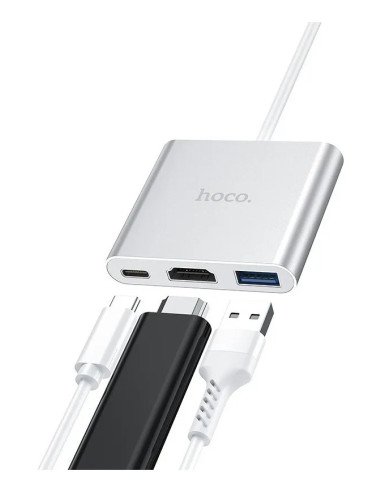 Hub Adaptador Typo-c A Usb3.0+hdmi+pd Hoco Hb14