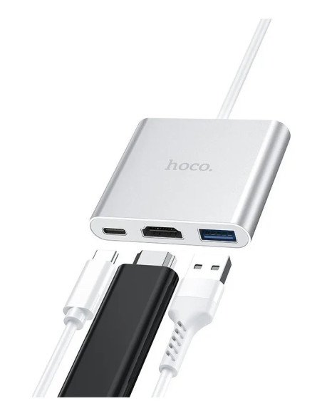 Hub Adaptador Typo-c A Usb3.0+hdmi+pd Hoco Hb14