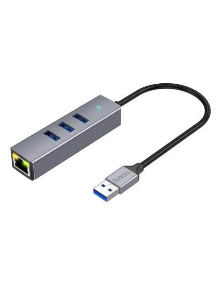 Hub Hoco Hb34 4 En 1 Usb A Rj45 Gigabit 1000mbps Plateado