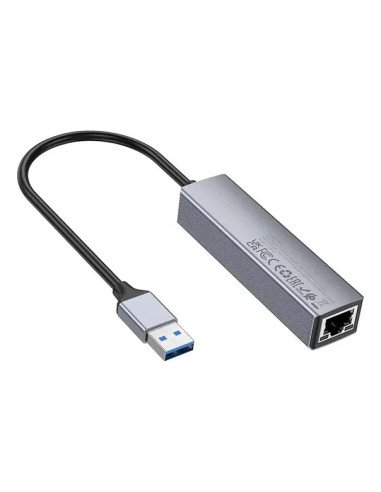 Hub Hoco Hb34 4 En 1 Usb A Rj45 Gigabit 1000mbps Plateado
