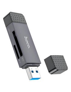 Lector De Tarjetas Usb Tipo C Sd + Tf Hoco Hb45 Color Gris