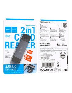 Lector De Tarjetas Usb Tipo C Sd + Tf Hoco Hb45 Color Gris 2