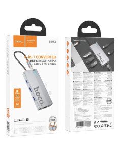 Adaptador Hub Hoco Hb51 Tipo C 6 En 1 Hdmi Usb Rj45 Gris 2