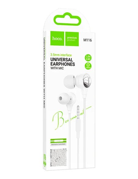 Audífonos In Ear Hoco M116 3.5mm Blanco