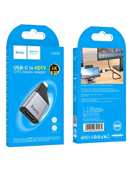 Adaptador Usb Tipo C A Hdmi Hoco Ua33 4k Ua33 4k