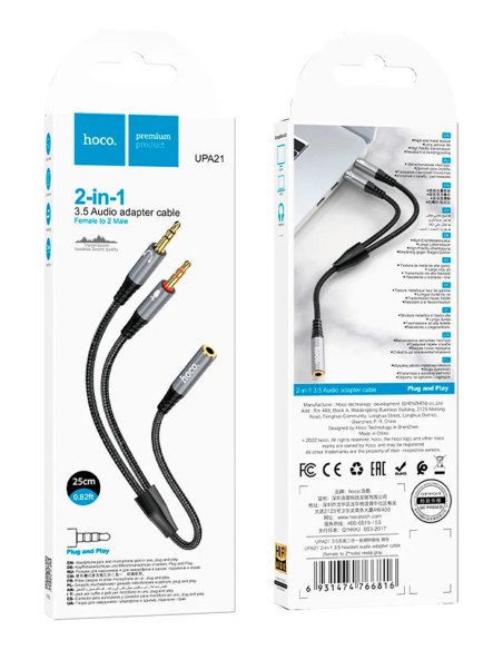 Cable De Audio Jack 3.5mm 2 En 1 Hoco Upa21