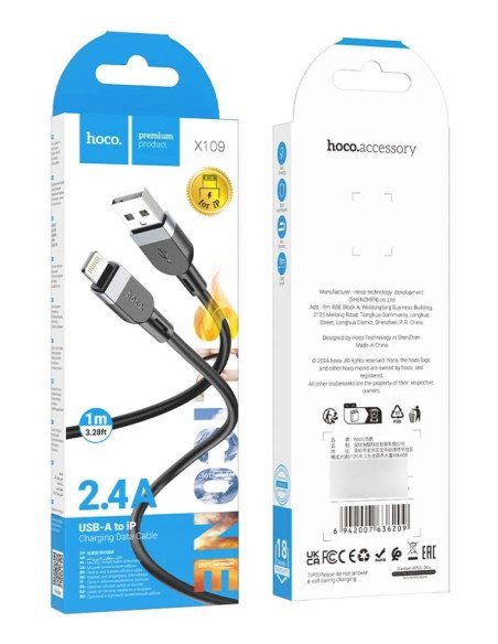 Cable Usb Para Lightning Hoco X109 1 Metro