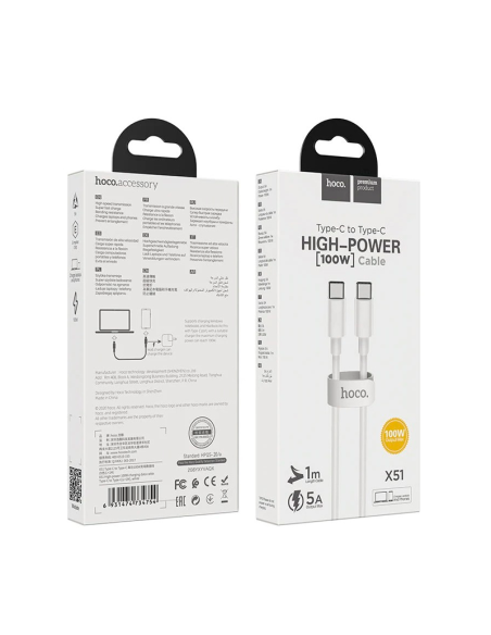 Cable Tipo C a Tipo C 100w Hoco X51 High Power 1M