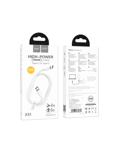 Cable Tipo C a Tipo C 100w Hoco X51 High Power 2M