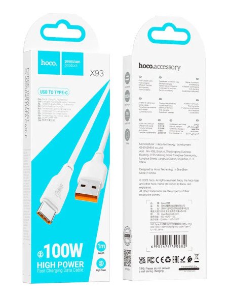 Cable Hoco X93 Force Usb A Tipo C 1m 100w