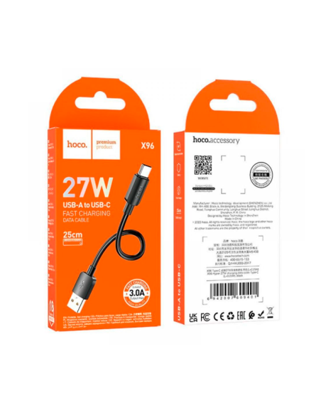 Cable USB a USB-C Mini 25cm Hoco X96 Negro