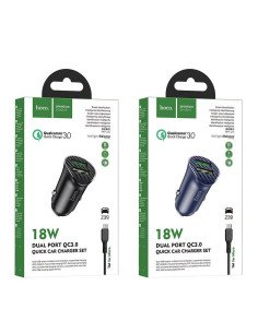 Cargador Auto Hoco Z39 Dual USB QC3.0 + Cable Micro USB 2
